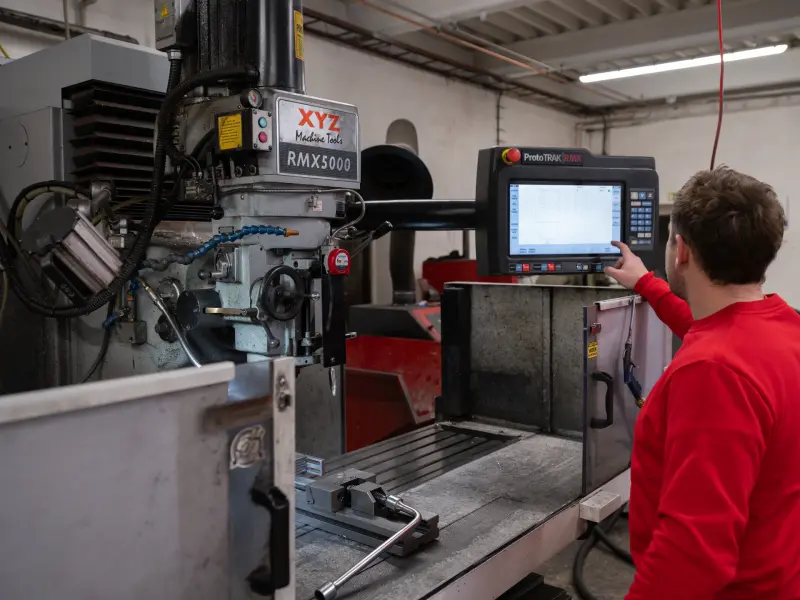 Obsluha CNC frézky XYZ RMX 5000 u řídicího panelu
